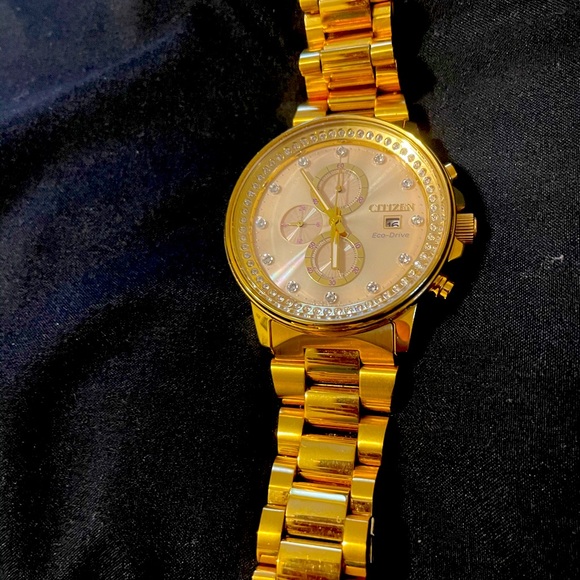 Citizen Eco-Drive Nighthawk Unisex Chronograph Gold-Tone 42mm Watch - Picture 2 of 3